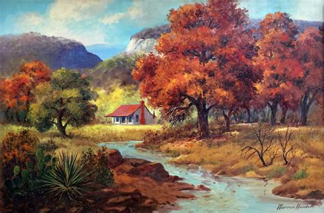 Warren Hunter - "Fall Ranch Scene" - #1344 | Texas Art | Vintage Texas Paintings