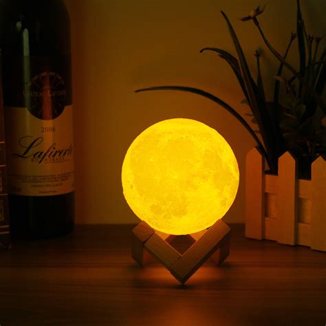 10cm 3d magical two tone moon table lamp usb charging luna led night light touch sensor gift ...