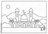mosque coloring Page Activity For Kid printable Vector Stock  sketch template