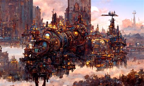 Steampunk cities by RasrGallery on DeviantArt