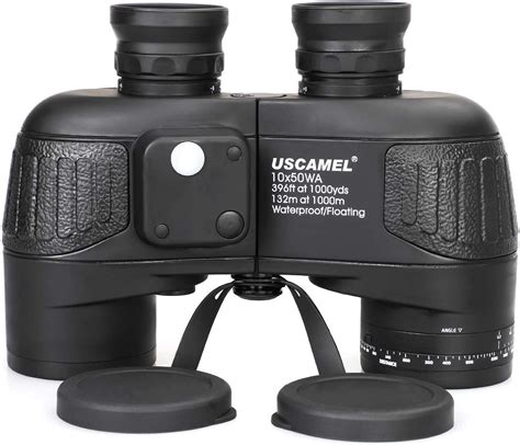 USCAMEL 10x50 Marine Binoculars for Adults, Waterproof Binoculars with Rangefinder Compass BAK4 ...