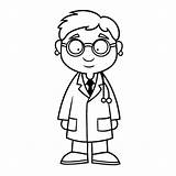 Dessin Animé Médecin Coloriage Avec Des Lunettes Contour Croquis  sketch template