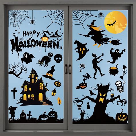 Fowecelt Halloween Window Stickers Decals - 184pcs Halloween Window ...