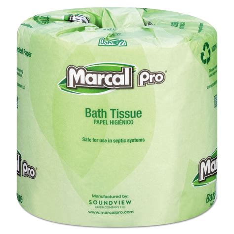 504 Sheets Per Roll 2 Ply Marcal Toilet Paper 100% Recycled White Bath Tissue 80 Rolls Per Case ...