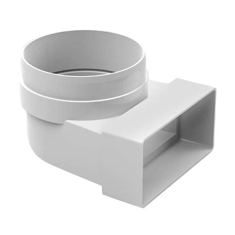 Rectangular Flat Duct 204 x 60 mm Elbow Bend 90 Degree 125 mm Adaptor