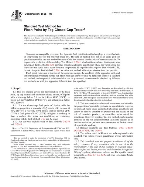 D56 - Método ASTM D56 - Designation: D 56 – 05 An American National Standard Standard Test ...