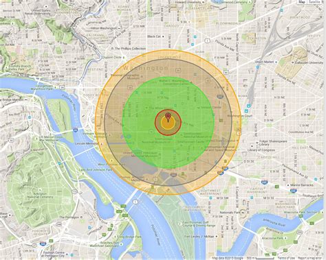 Nuclear Bomb Blast Radius Map