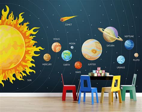 Kids 3D Mural Solar System 3D Wallpaper – Home Decoram