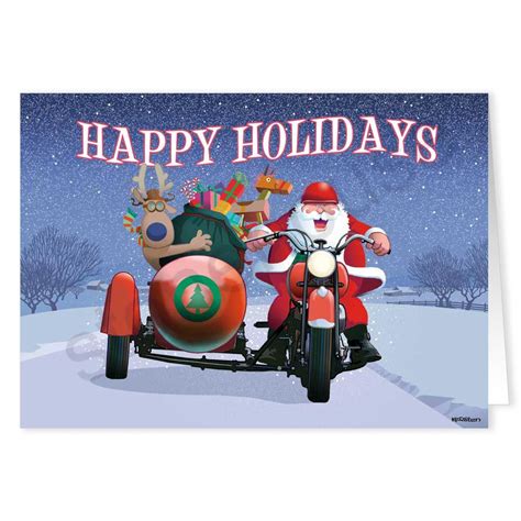 Harley Sidecar Santa Christmas Card | Motorcycle christmas cards, Motorcycle christmas, Santa ...