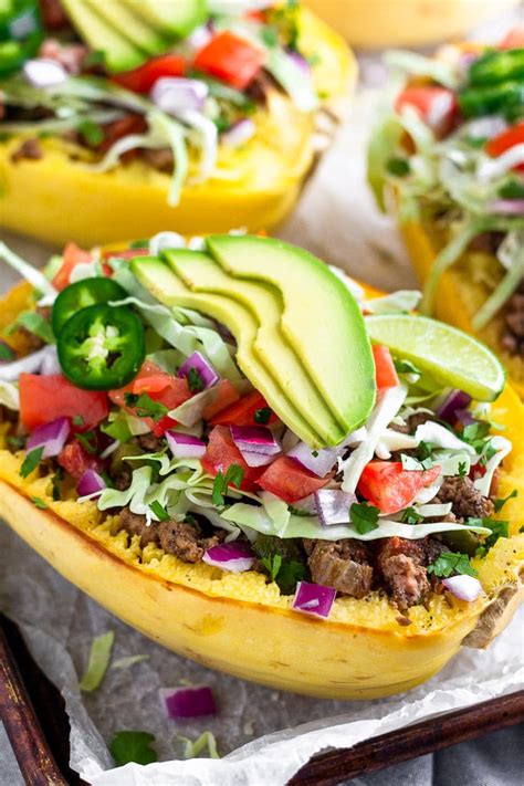 Taco Spaghetti Squash Boats (Paleo/Whole30) - Eat the Gains