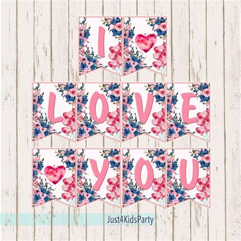 I LOVE YOU Banner. Printable Love Banner. St. Valentine. DIY | Etsy