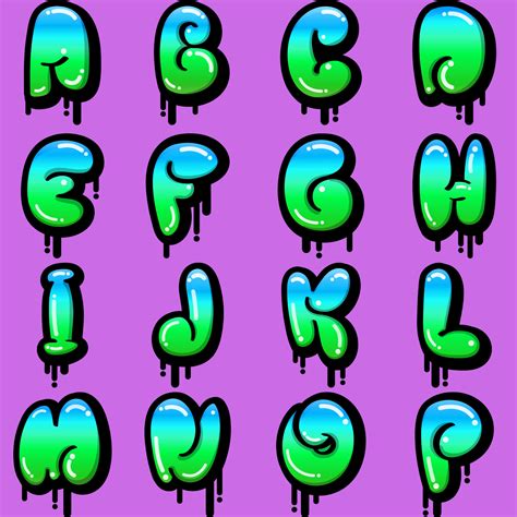 Bubble Letters Alphabet Graffiti A Z