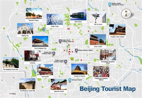 Beijing mapa de viaje - Beijing lugares de interés mapa (China)