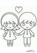 Valentines couple  Coloring Pages For Kids sketch template