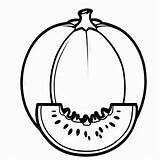 Cantaloupe Outline Black And White Cute coloring Book  Premium AI sketch template