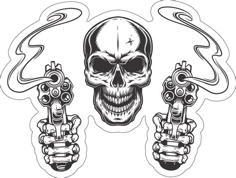 Skull And Gun Tattoo Design Drawing Sketch Coloring Page