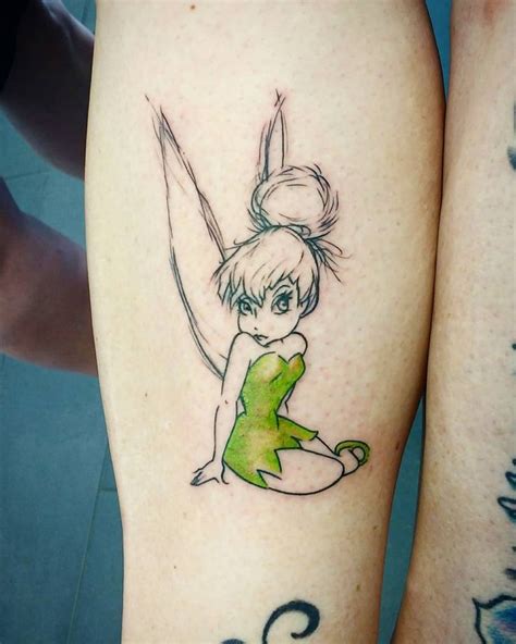 Sketch style Tinkerbell today... Thanks @lutzclarke 💚!!! #disneytattoo ...