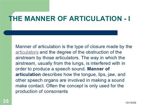 Manner Of Articulation