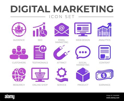 Digital Marketing Icon Set. SEO, Email Marketing, Web Design, Analytics ...