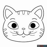 Easy Cat Face Coloring Page  Drawing Guides sketch template