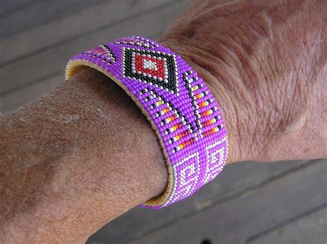 GREAT Pattern. Navajo Indian Hand Beaded Cuff Bracelet 2200+ Beads John | eBay