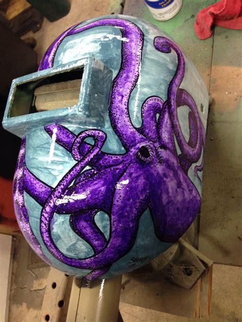 Acrylic and sharpie on a welding helmet. | Custom welding helmets, Welding helmet designs ...