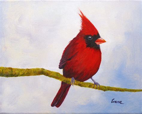 CASANOVA Cardinal painting 8 X 10 Original bird painting