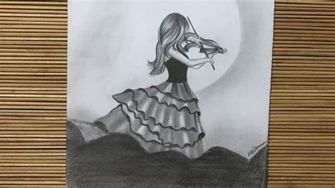 How to Draw a Girl Playing Violin // Easy Beautiful Girl Drawing Pencil Sketch | Beautiful girl ...