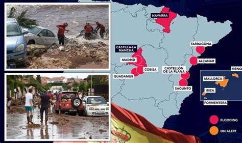 Spain floods MAPPED: Holiday hotspots under threat of submerging during flash flood chaos ...