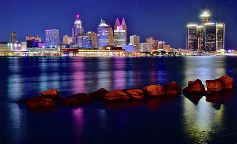 Detroit Riverfront from Windsor Photograph by Frozen in Time Fine Art ...