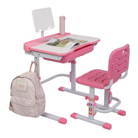 Learning Table and Chair Set, Adjustable Student Desk, 70CM Lifting Table Can Tilt Learning ...