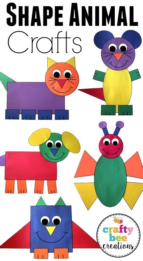 Shape Animal Crafts Bundle | Kindergarten/Pre-school‍ | Toddler crafts ...