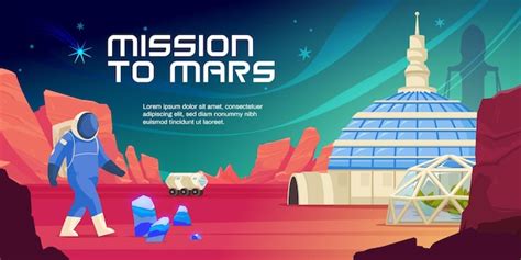 Free Vector | Mars colonization poster with editable text and view of ...