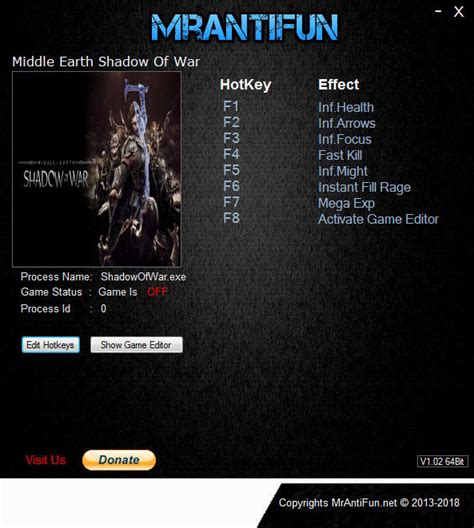 Middle-earth: Shadow of War Trainer +9 v1.20 MrAntiFun - download pc cheat