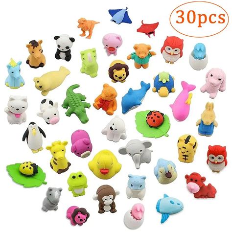 LeadingStar 30PCS Funny Toys Animal Shaped Erasers Collectible Assorted ...