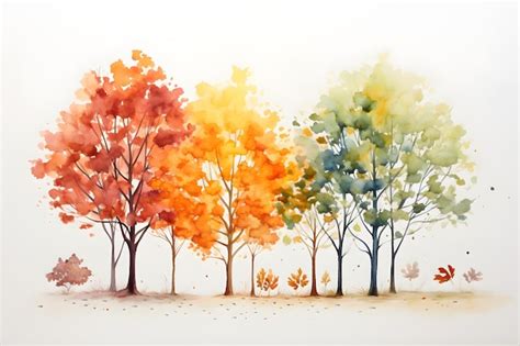 Premium AI Image | Watercolor painting of autumn trees