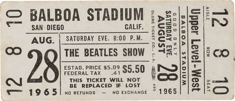 Vintage Beatles concert tickets