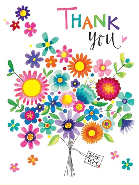 PK126 Thank You - Bunch of Flowers - Packs of 5 - Rachel Ellen Designs Â Card and Stationery ...