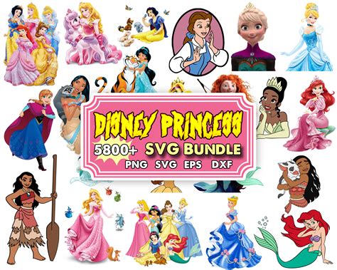 MEGA BUNDLE Disney Princess Svg, Princess SVG, Princess Bun - Inspire ...