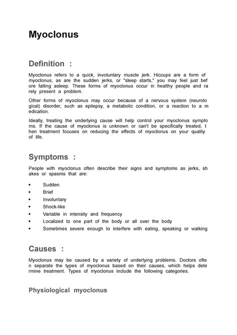 Myoclonus - MyoclonusT DefinitionT: MyoclonusTrefersTtoTaTquick ...