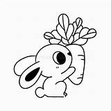 Cute Little Bunny Playing With Carrot Coloring Page Doodle Illustration  sketch template