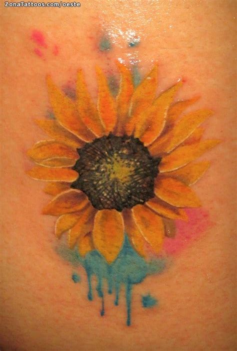 Tattoo of Sunflowers, Flowers, Watercolor