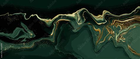 luxury wallpaper. Green marble and gold abstract background texture. Dark green emerald marbling ...