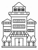 Fun Coloring Page Illustration Of A Shopping Mall With Storefronts  sketch template