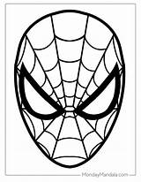 Spiderman Face Coloring Page sketch template