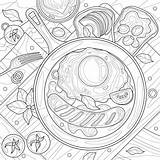 Colazione Con Uova E Salsiccia In Padella Libro Da Colorare Antistress  sketch template