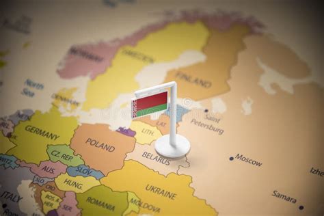 Belarus Marked with a Flag on the Map Stock Image - Image of nation, nationality: 137641403