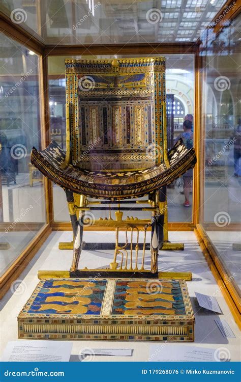The Golden Throne of Tutankhamun in the Egyptian Museum in Cairo, Egypt Editorial Photo - Image ...