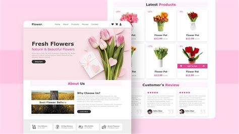 Create A Responsive E-Commerce Flower Shop Website Design Using Pure HTML & CSS Only - Rujukan ...