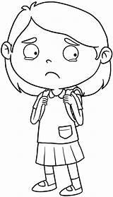 Cartoon Student girl sad coloring 11155570 PNG sketch template